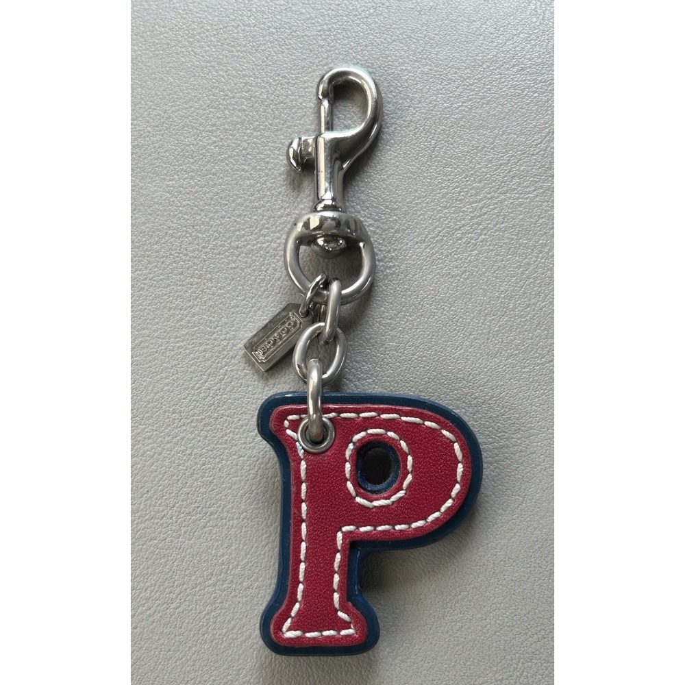 Vintage Y2K Coach Letter Initial P Leather Keychain or Bag Charm